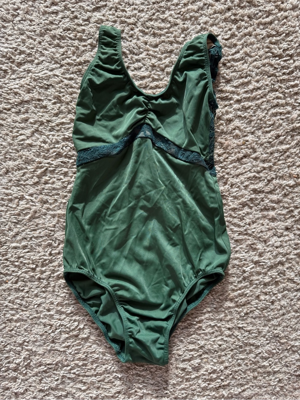 Green Class In Leotard with Lace Trim